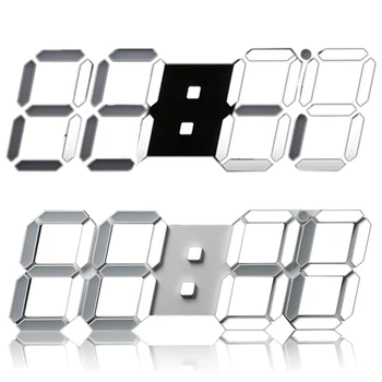 

Large Modern Design Digital Led Skeleton Wall Clock Timer 24/12 3D