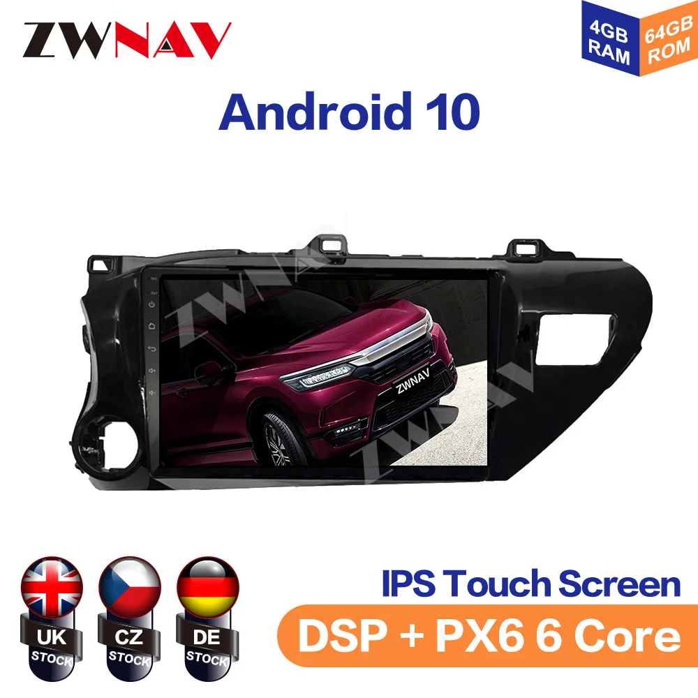 

Octa Core Android 10.0 Car DVD GPS Navigation Player Deckless Car Stereo For Toyota Hilux 2016- 2018 RHD/LHD Radio Headunit