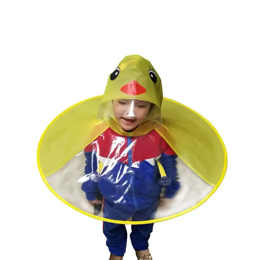 Baby Raincoat Cartoon Duck Kids Rain Coat Ufo Children Umbrella Hat