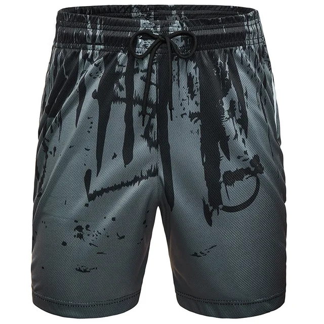 Men Casual Shorts Fashion Printed Joggers Short Sweatpants 2021 Summer Drawstring Hip Hop Slim Workout Shorts Plus Size dark gray1