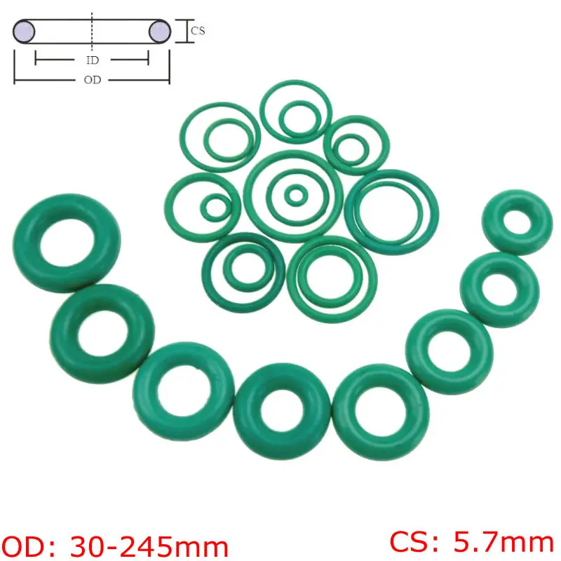 CS 5 мм OD16-100mm зеленый FKM фторкаучук-хомут с круглым воротником для мальчиков и девочек уплотнительное кольцо масляное уплотнение прокладка