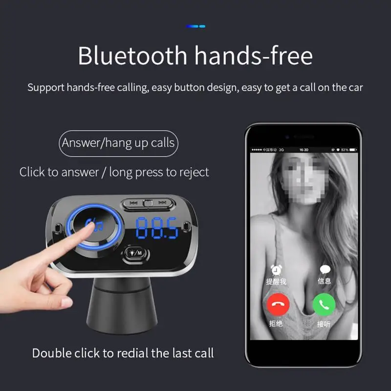 AUX Play автомобильный fm-передатчик Bluetooth 5,0 FM модулятор USB Автомобильное зарядное устройство комплект громкой связи MP3 плеер ночное видение светодиодный светильник