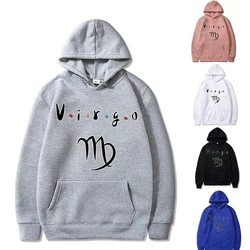Sudadera con capucha para hombre, ropa de calle de manga larga con bolsillo grande, suéter con estampado de letras Virgo, Harajuku, primavera y otoño