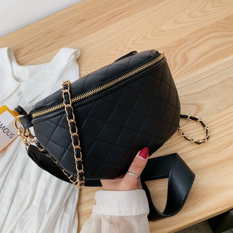 

JI HAO Brand Design Diamond Lattice Shoulder Bags Female PU Leather Simple Solid Chest Bag For Women Ladies Fashion Waist Bags