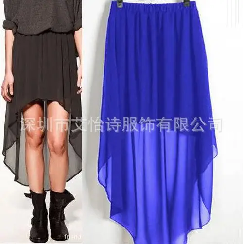 

2019 Summer Hot Selling WOMEN'S Dress Korean-style Casual Medium-length Dress Chiffon Irregular Flounced Fishtail Skirt Skirt