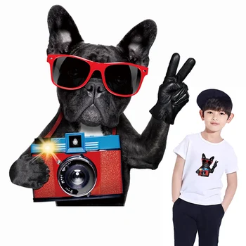

Cute Dog Patches For Clothing Iron On Transfer Diy Washable Vinyl Patch Easy Use Applique Camera Dog Stickers T-Shirt Heat Press