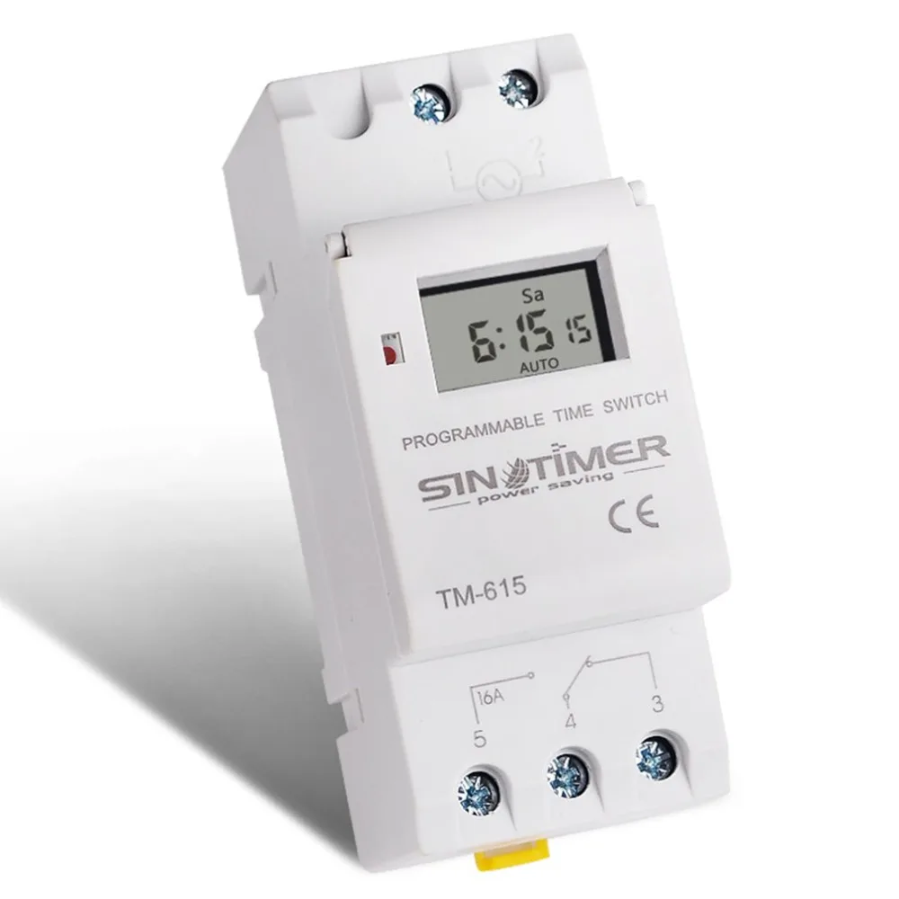 SINOTIMER AC 12~220V Weekly 7 Days Programmable Digital Time Switch Relay Timer Control Din Rail Mount for Electric Appliance