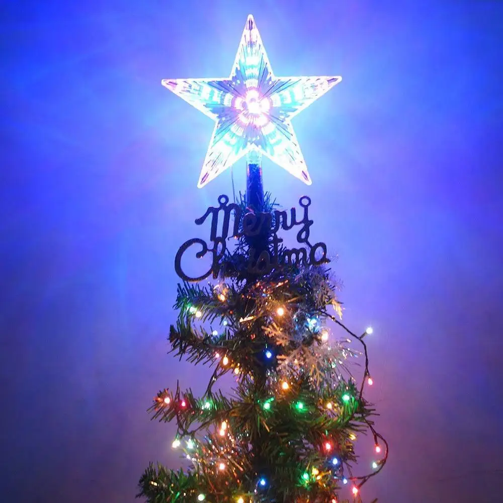 

XMAS Christmas Tree LED Star Tree Topper Ornament LED Lighting Battery Operated Xmas Treetop Star Decoration for Christmas home