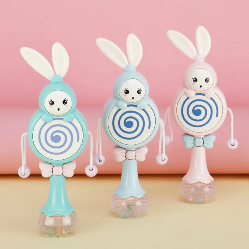 

Baby Rattles Teether Early Development Toys 0-12 Months Cute Rabbit Musical Flashing Hand Bells Infant Educational Mobiles Toys