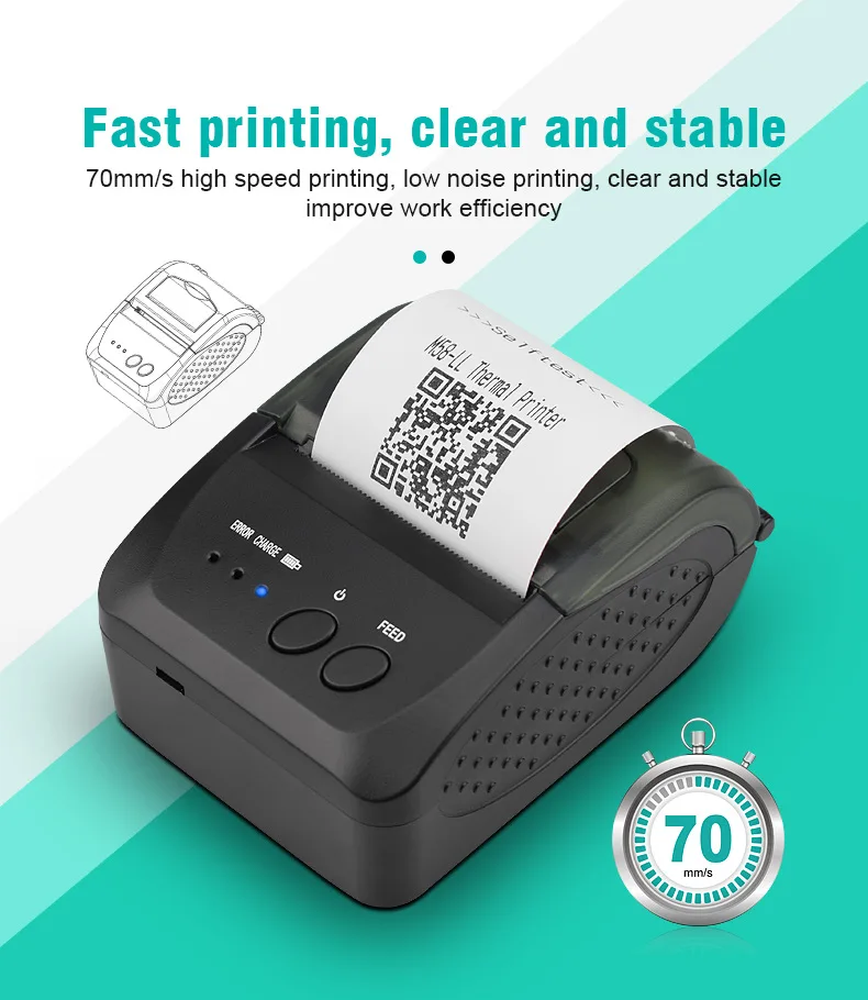 best portable photo printer ZJ5809 Supermarket Takeout Retail Store Cash Register POS 58mm Portable Windows Android IOS Bluetooth Thermal Receipt Printer best portable photo printer