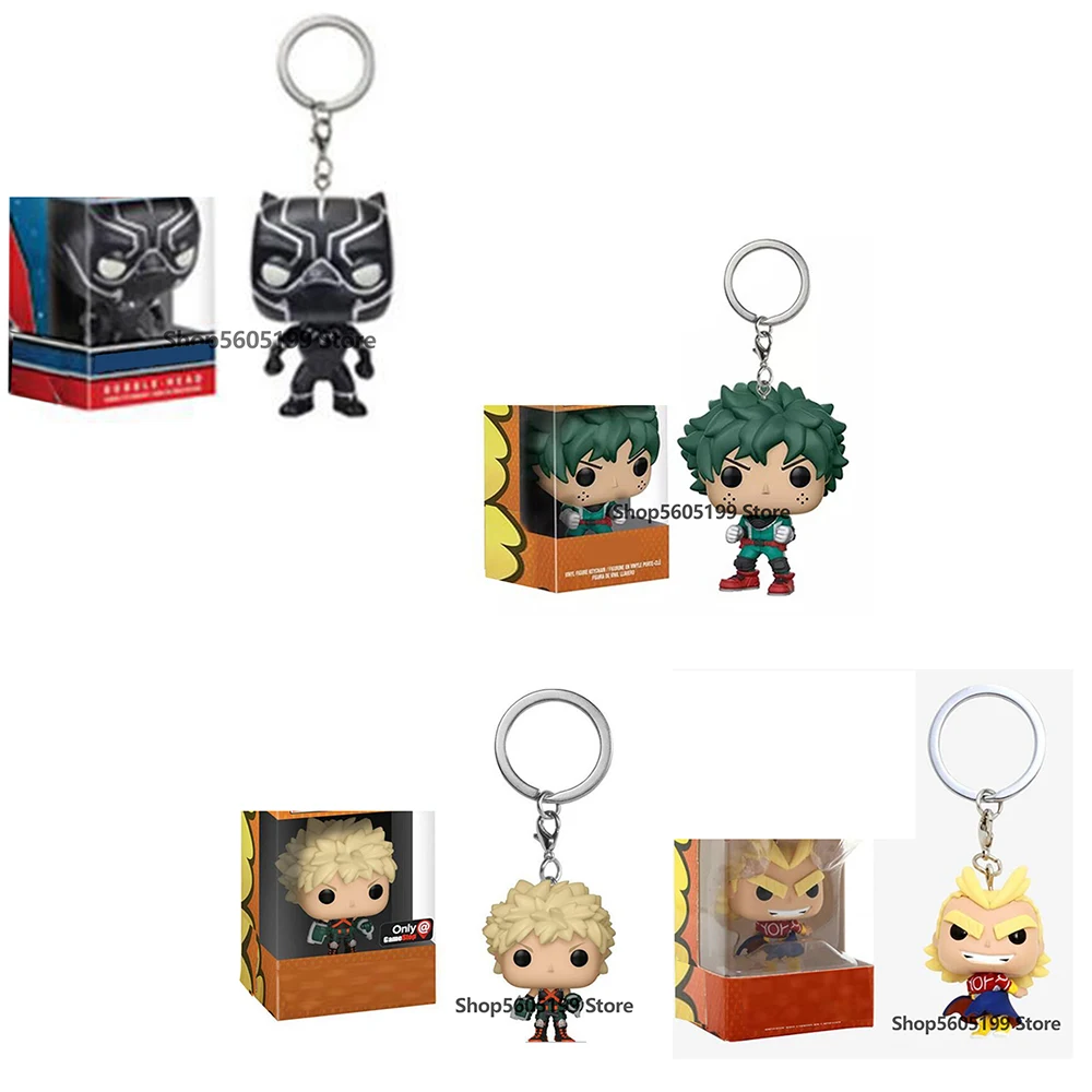 

POP Keychain My Hero Academia Black Panther BAKUGO DEKU TIKI STITCH Venom Black widow withbox Vinyl Figure Toys for children
