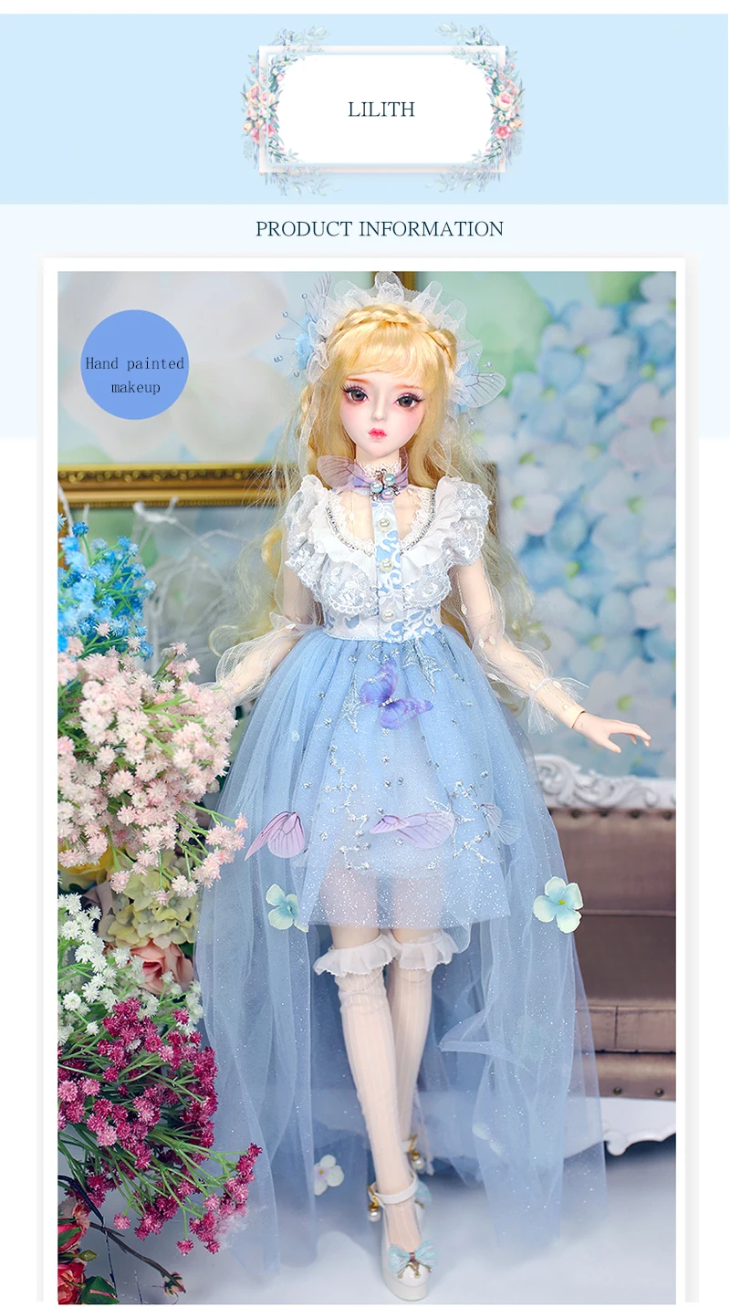 DBS 1/3 BJD Коллекция серии Wonderland механическое соединение тела, включая волосы, глаза, одежду 62 см Высота девушки ледяной, SD