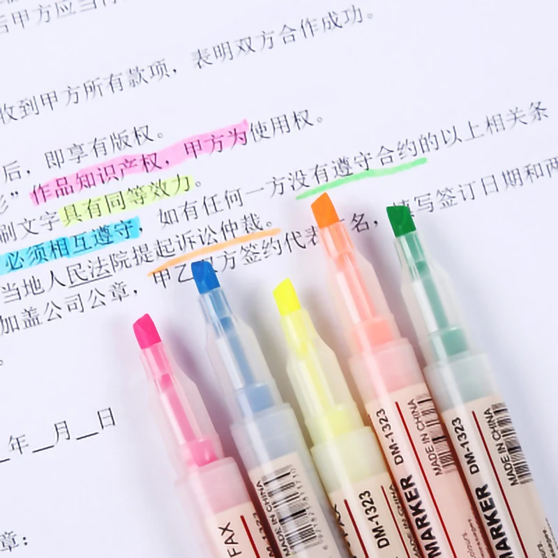 Художественный маркер, ручки для заметок, 6 шт., для студентов, используйте 6-цветный двухголовый текстовый маркер, украшение дневника, пастельный цветной маркер