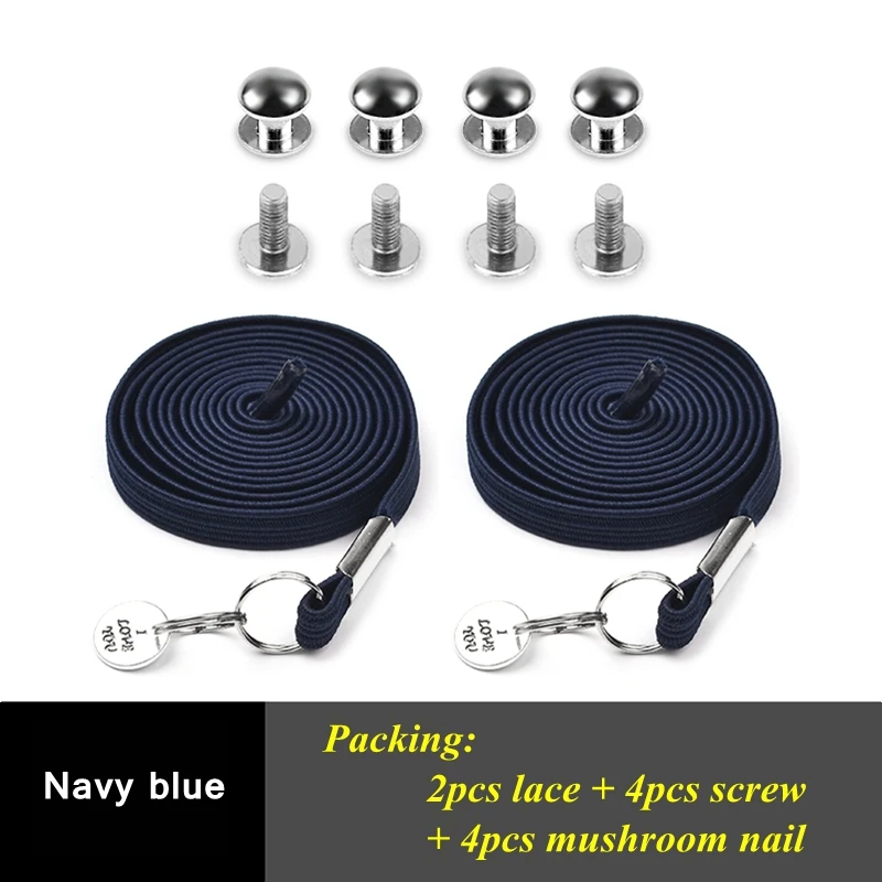 Navy blue 1 пара эластичных шнурков быстро ленивые шнурки без шнуровки шнурки для детей и взрослых быстро одна рука спортивные туфли со шнурками шнурки - Цвет: Navy blue