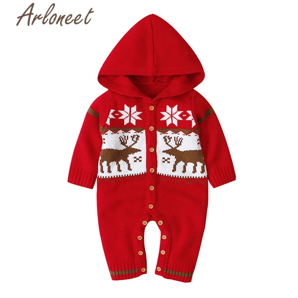 ARLONEET рождественские пальто комбинезон для маленьких мальчиков зимняя верхняя одежда для новорожденных девочек Песочник Комбинезон хлопковый с капюшоном комбинезон Bebe Menina