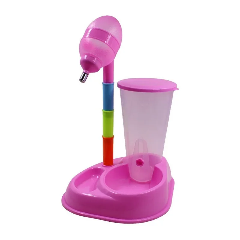 Double seat pink Питейные фонтаны для собак, питатель для домашних животных, раздел для питья плюшевой воды, высокий чайник для воды, вертикальное автоматическое устройство для кормления кошек - Цвет: Double seat pink