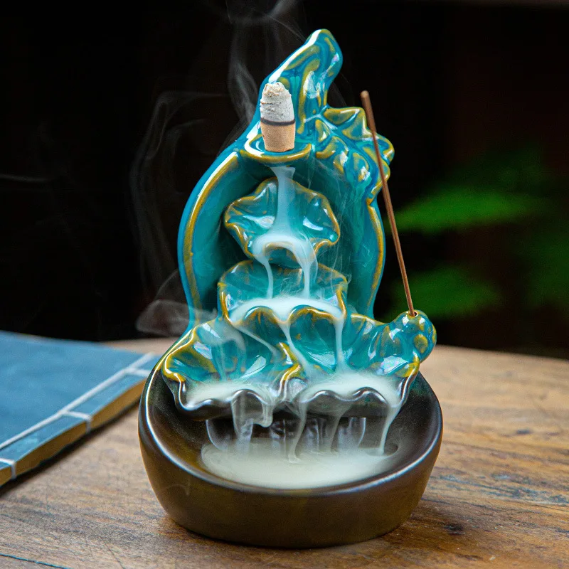Purple sand reflux censer creative flowing water jewelry Zen ceramic crafts lotus | Дом и сад