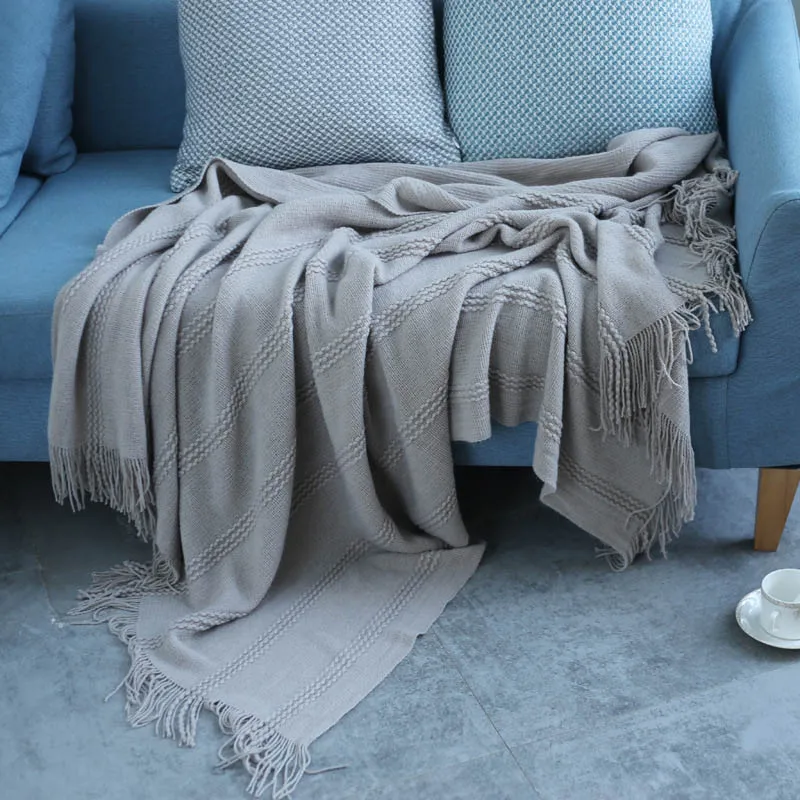 dark grey 130x170 см одеяло из искусственной шерсти с нитью для гостиной, кровати, путешествий, отеля, заднего запаса, покрывало для постельных принадлежностей, дивана - Цвет: dark grey
