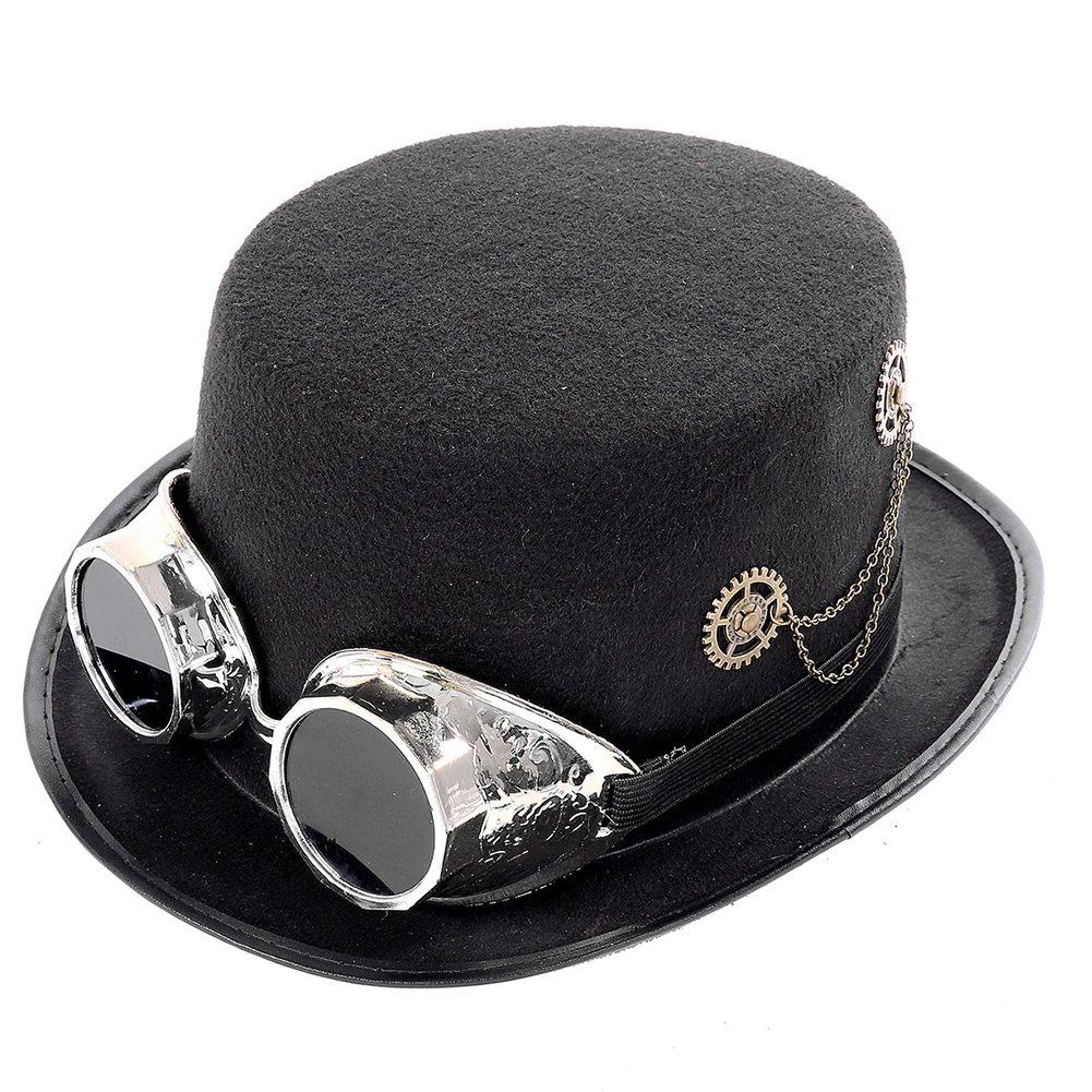 

Rivet Retro Props Crow Steampunk With Goggles Fedora Comfortable Music Festival Halloween Party Lolita Cosplay Top Hat