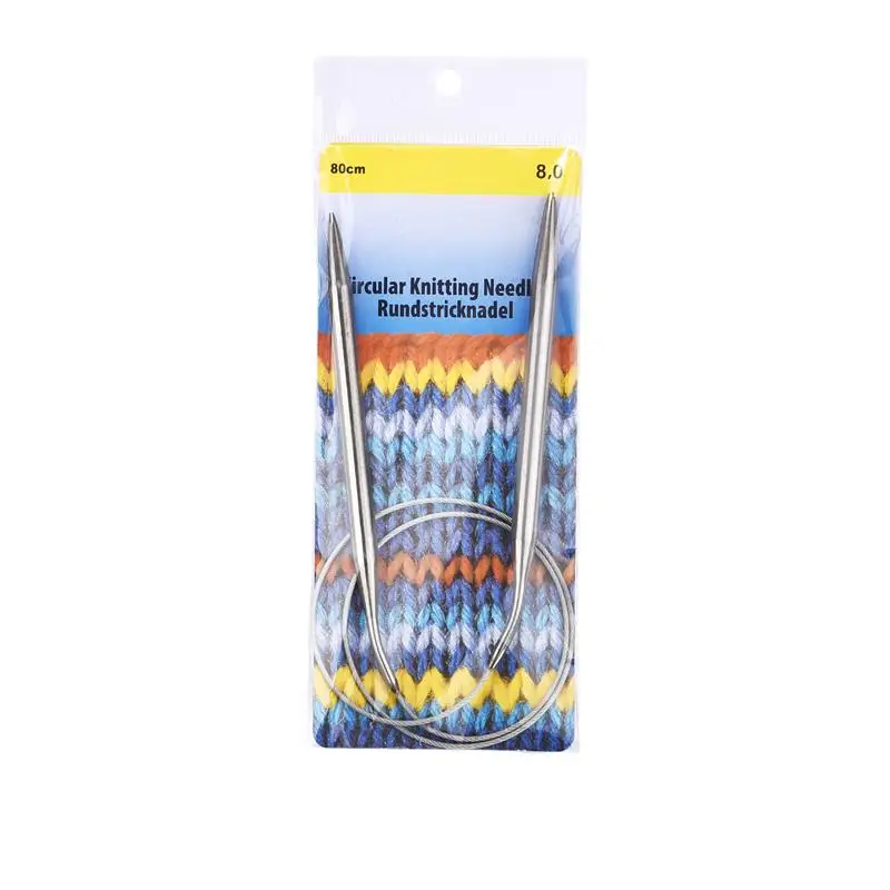 Stainless Steel Circular Knitting and Crochet Needles - 80cm, 2.0-10mm | Premium DIY Weaving Craft Tools