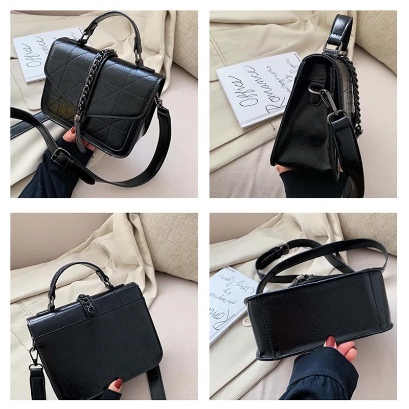 

2019 Autumn New Style WOMEN'S Bag Hand Pu Envelope Square Sling Bag Korean-style Versatile Car Suture Shoulder Bag Chain Tassels