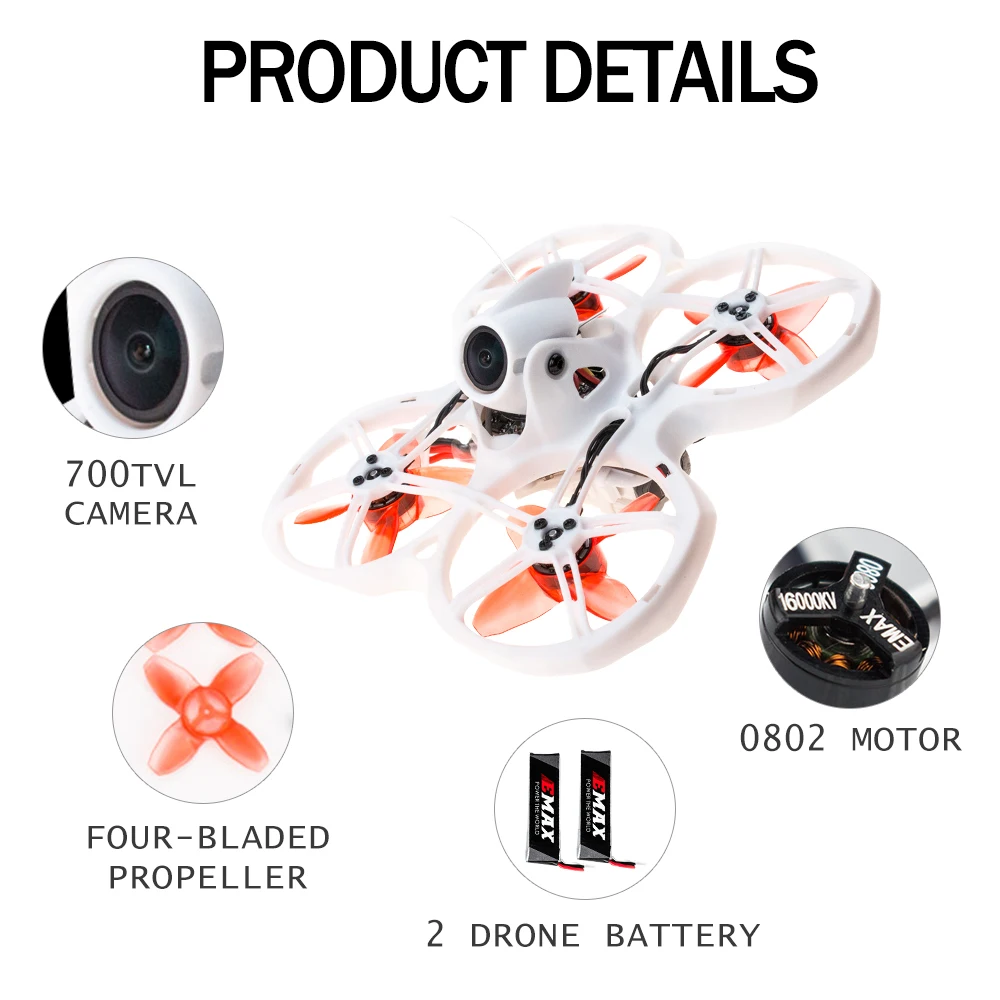 EMAX Tinyhawk II внутренний FPV гоночный Дрон высокая скорость 50 км/ч F4 5A 16000KV с 700TVL камерой
