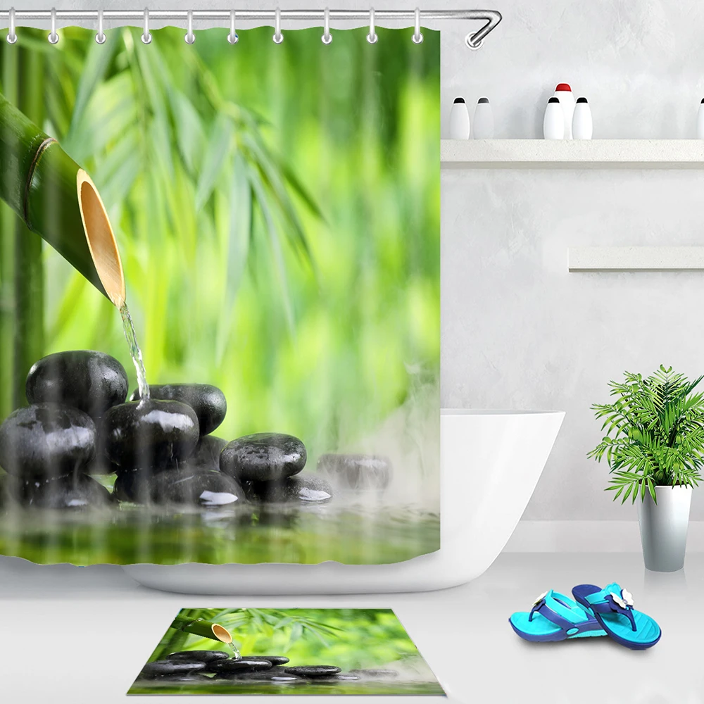 Зеленый лист Дерево 3D цифровая печать креативная Водонепроницаемая занавеска для душа