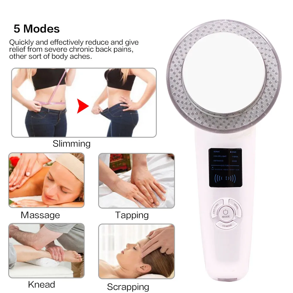 6 in 1 EMS Ultrasound Cavitation Slimming Massager Weight Loss Lipo Anti Cellulite Fat Burner Galvanic Infrared Ultrasonic