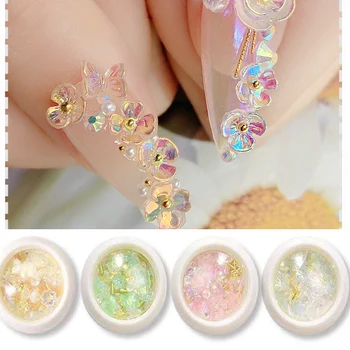 

1Pc 6 Colors Manicure And Diamonds, Butterfly Jewelry, Shell Flower Nails, Rhinestone Beads Decoration Set, Colorful Diamonds
