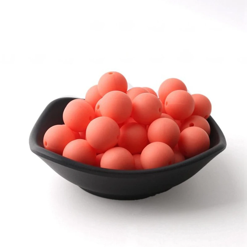 orange 9 мм, 50 шт., силиконовые бусины, детский прорезыватель, круглый жемчуг, сделай сам, жевательный, красочный, Прорезыватель зубов, BPA бесплатно, ювелирное изделие, детская игрушка, цепочка для соски - Цвет: orange
