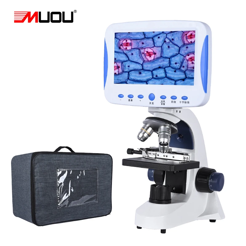 Microscópio de Ajuste Vídeos e Fotos Led + Bolsa + Cartão Polegadas Digital Coaxial Fino Zoom 2000x Laboratório Biológico Usb sd Pode Armazenar 7 Lcd hd
