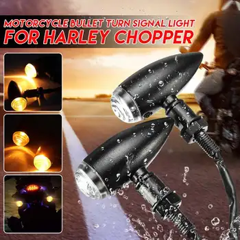 

2x Motorcycle Turn Signal Light Amber Indicator Lamps Black Chrome 10mm For Harley Chopper Street Bike/Sport Bike/Off Road