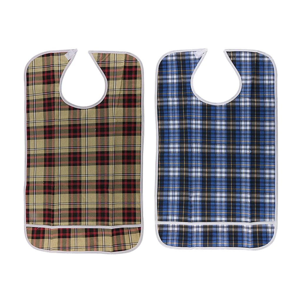 2 Pcs Large Reusable Clothing Protector Waterproof Adult Bibs Keeps Mealtime Neat for Elder Disability Patient Eating Drinking