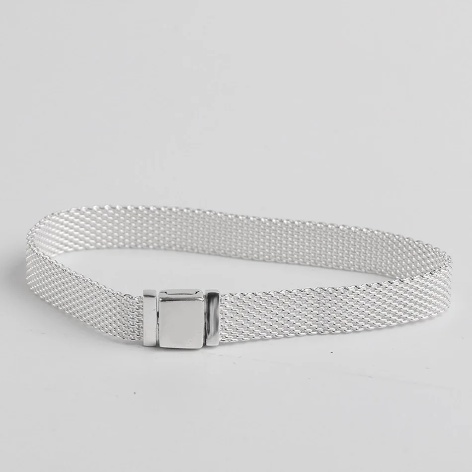 

Original Woven Mesh Silver Reflexions Bracelets Bangle Fit 925 Sterling Silver Bead Charm Bracelet Europe Diy Jewelry