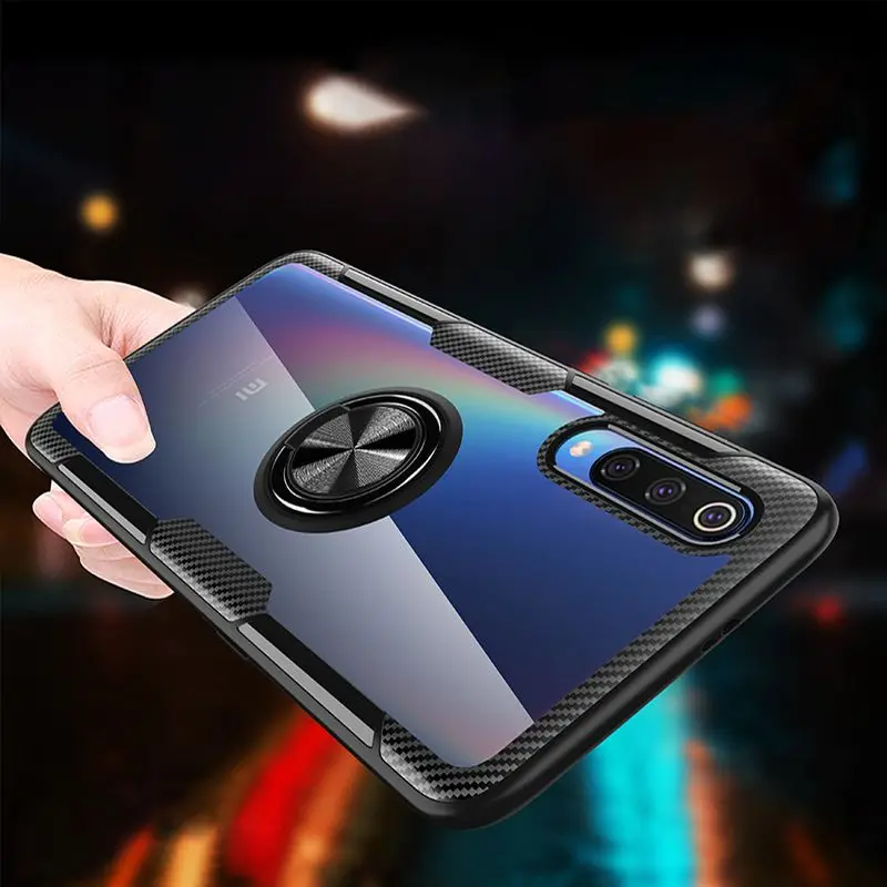 

For xiaomi 9 mi9se with Magnetic Vehicle Support Ring For xiaomi 8 MI8se Transparent case