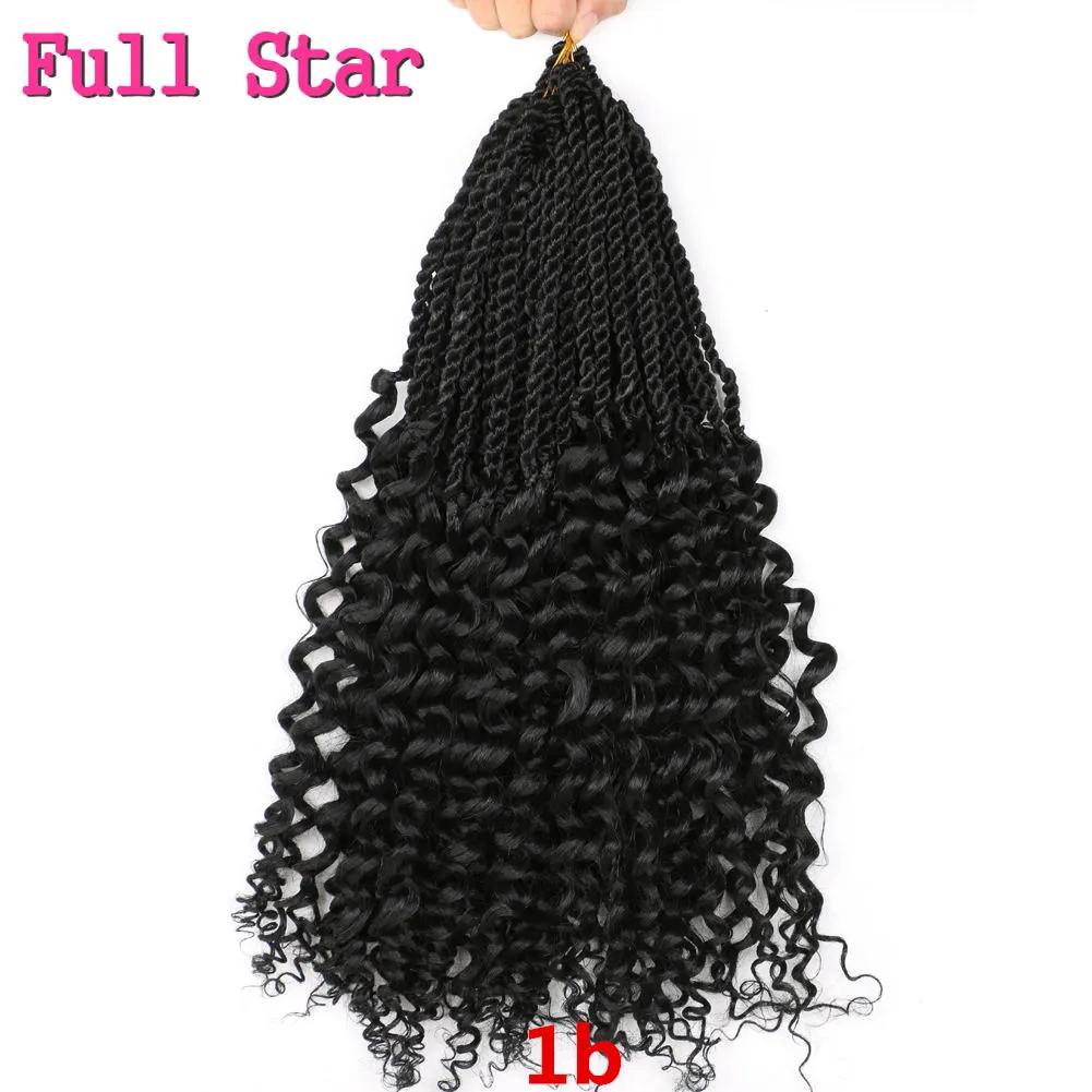 Полная звезда Омбре Сенегальские твист крючком косички синтетические косички волос предварительно петлевые вязанные волосы для наращивания 1" для черных женщин - Цвет: # 1B
