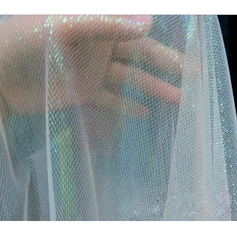 Fluorescent Shiny Voile Tulle Mesh Fabric Party Home Decor Transparent Net fabric Gauze Apparel Cloth DIY Sewing