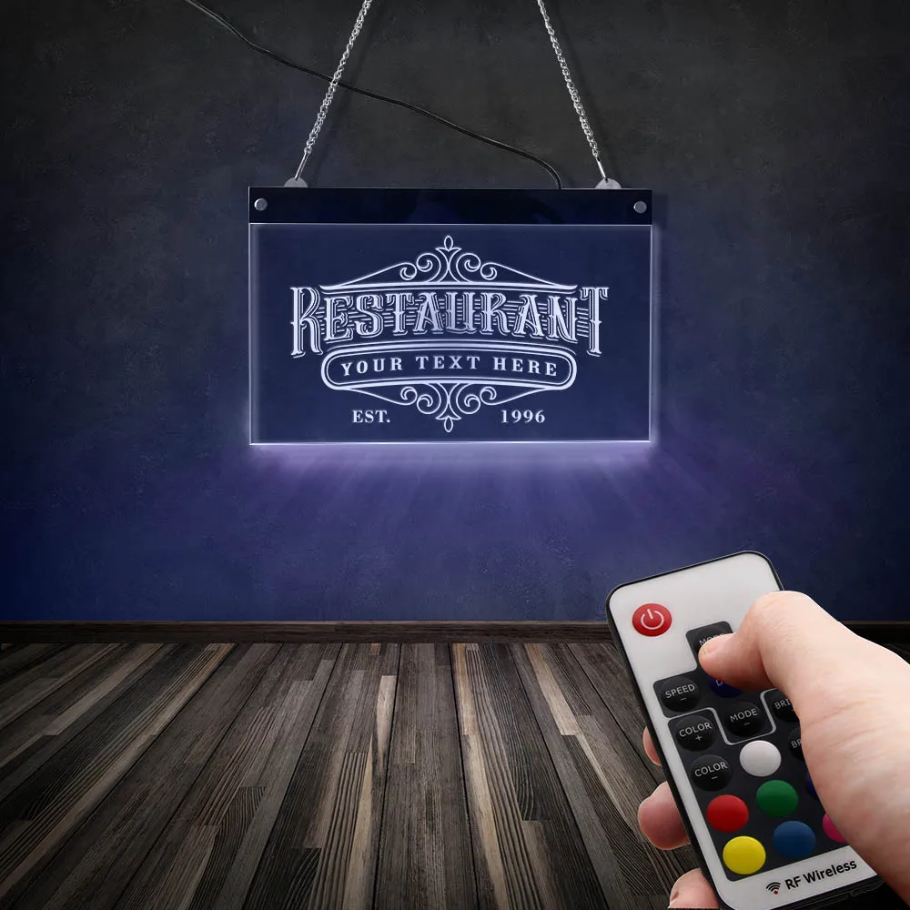 

Restaurant Custom Business Logo LED Hanging Sign Gourmet Restaurant Wall Decor Lighting Sign Personalized Brand Signage