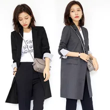 *#Best Price High quality women's suit long section 2019 new solid color double-breasted Slim office large size gray blazer Women's clothing *#Best Price High quality women's suit long section 2019 new solid color double-breasted Slim office large size gray blazer Women's clothing