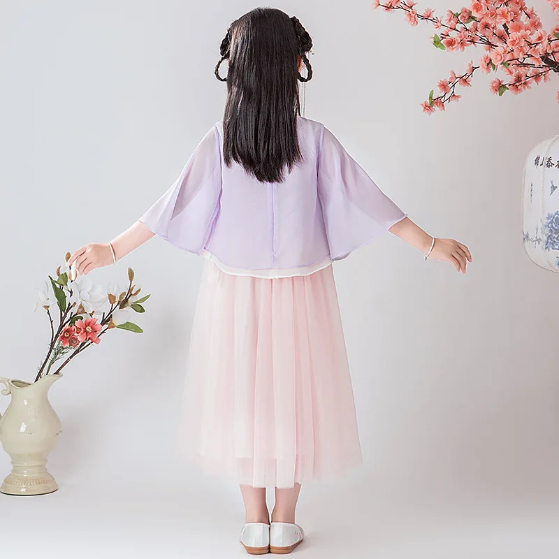 Children Chinese Clothing Chinese-style Chest-high Dress Origional Embroided Dress Girls' Shirt Fairy Spring And Summer Ancient
