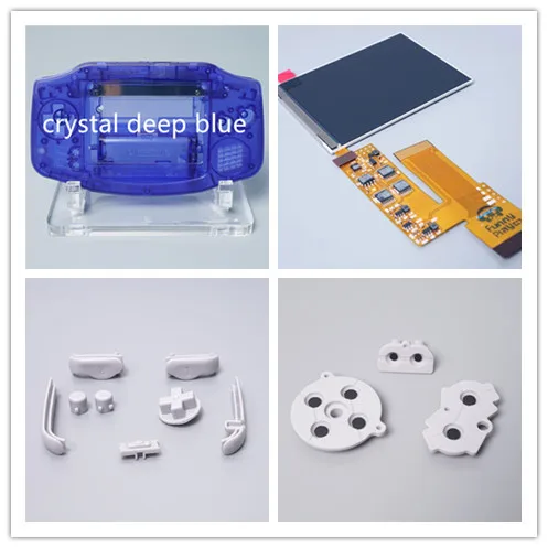 1 kit C D blue shell FUNNYPLAYING для GBA ips 4 пикселя в 1 ips полный угол обзора ЖК для GAMEBOY ADVANCE заменить 10 уровней яркости V2 GBA - Цвет: 1 kit C D blue shell