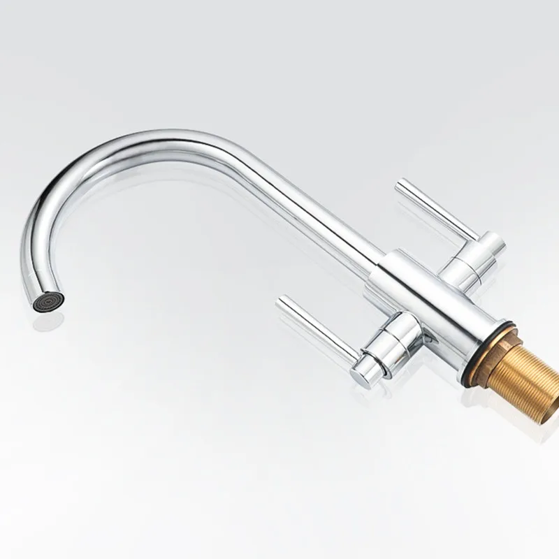 Kitchen Faucet Solid Brass Water Tap Kitchen Sink Faucets Dual Lever Hot and Cold Water Mixer Tap
