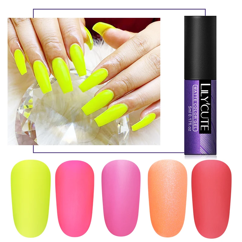 

LILYCUTE Matte Top Coat Primer Color Nail Gel Hybrid Polish Varnish Semi Permanant Soak Off UV LED Nails Gel Nail Art Lacquer