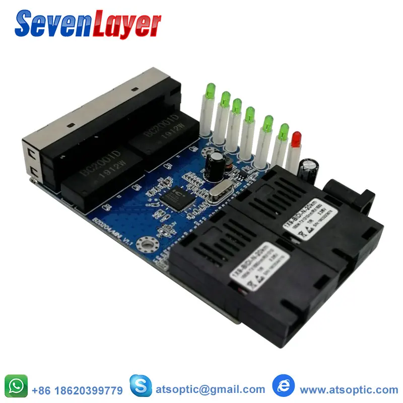 

Ethernet switch Fiber Optical Media Converter Single Mode 4 RJ45 and 2 SC fiber Port 10/100M PCBA