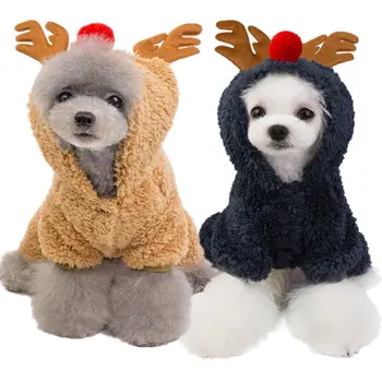 

Autumn and Winter Dog Supplies Pet Dog Clothes Clothing Teddy Puppy Four-legged Sweater Thicken Christmas Deer Sweater Coats