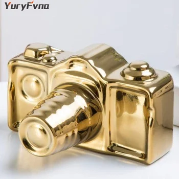 

YuryFvna Ceramic Camera Statues Decorative Figurines Home Decor Tabletop Camera Figurines Collectible Shelf Living Room Bedroom