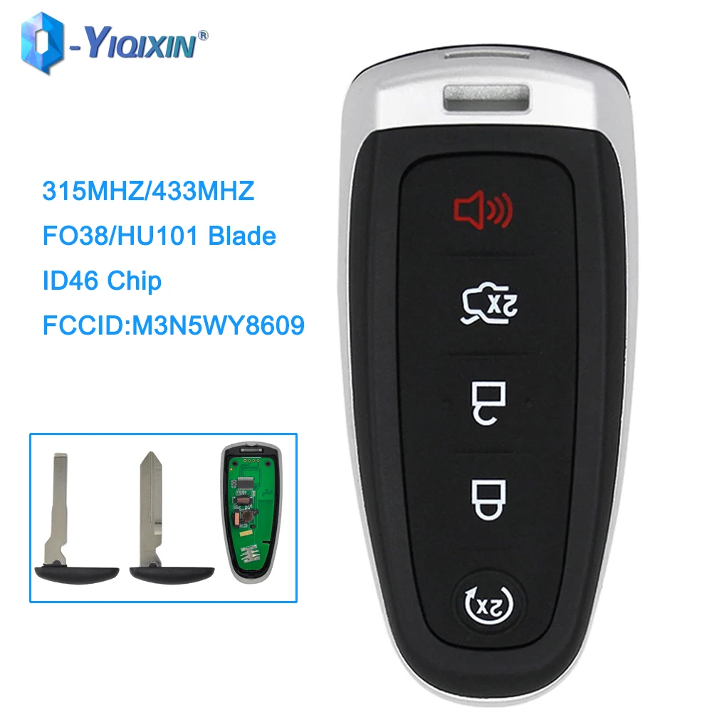 Yiqixin 5 Pulsanti Smart Remote Car Key 315/433Mhz Per Ford Edge Escape Explore Expedition Flex Focus C-Max Taurus 2011-2018 Fob