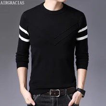 AIRGRACIAS 2019 Autumn Casual Sweater Men O-Neck Striped Slim Fit Knittwear Men Sweaters Pullovers Men Pull Homme M-4XL AIRGRACIAS 2019 Autumn Casual Sweater Men O-Neck Striped Slim Fit Knittwear Men Sweaters Pullovers Men Pull Homme M-4XL