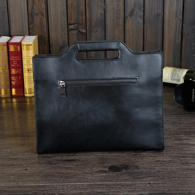 Men's Business office Briefcase Brand PU Leather Handbag male Vintage Tote Computer Laptop bag Casual Shoulder File bags Retro