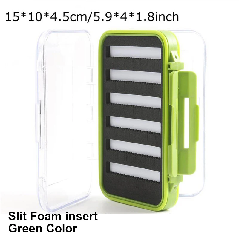 Maximumcatch 4 размера щелевая пена и легко захватываемая пенопластовая коробка для ловли нахлыстом двухсторонняя Водонепроницаемая пластиковые коробки для снастей прозрачная коробка для ловли нахлыстом - Цвет: Green Slit L
